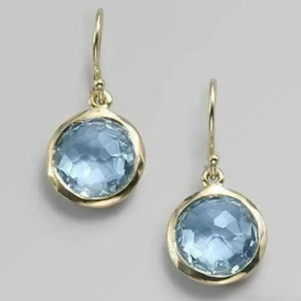 Boucles d'oreilles en cristal bleu rétro avec incrustation