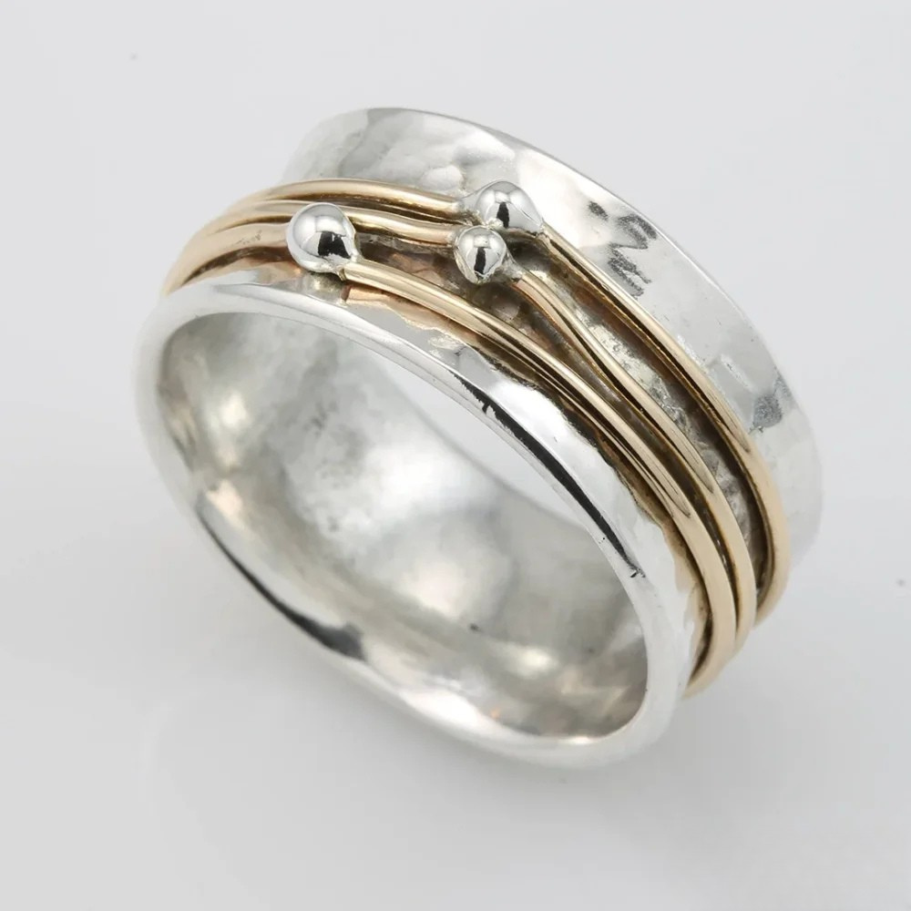 Bague en Argent Plaqué Or Rétro