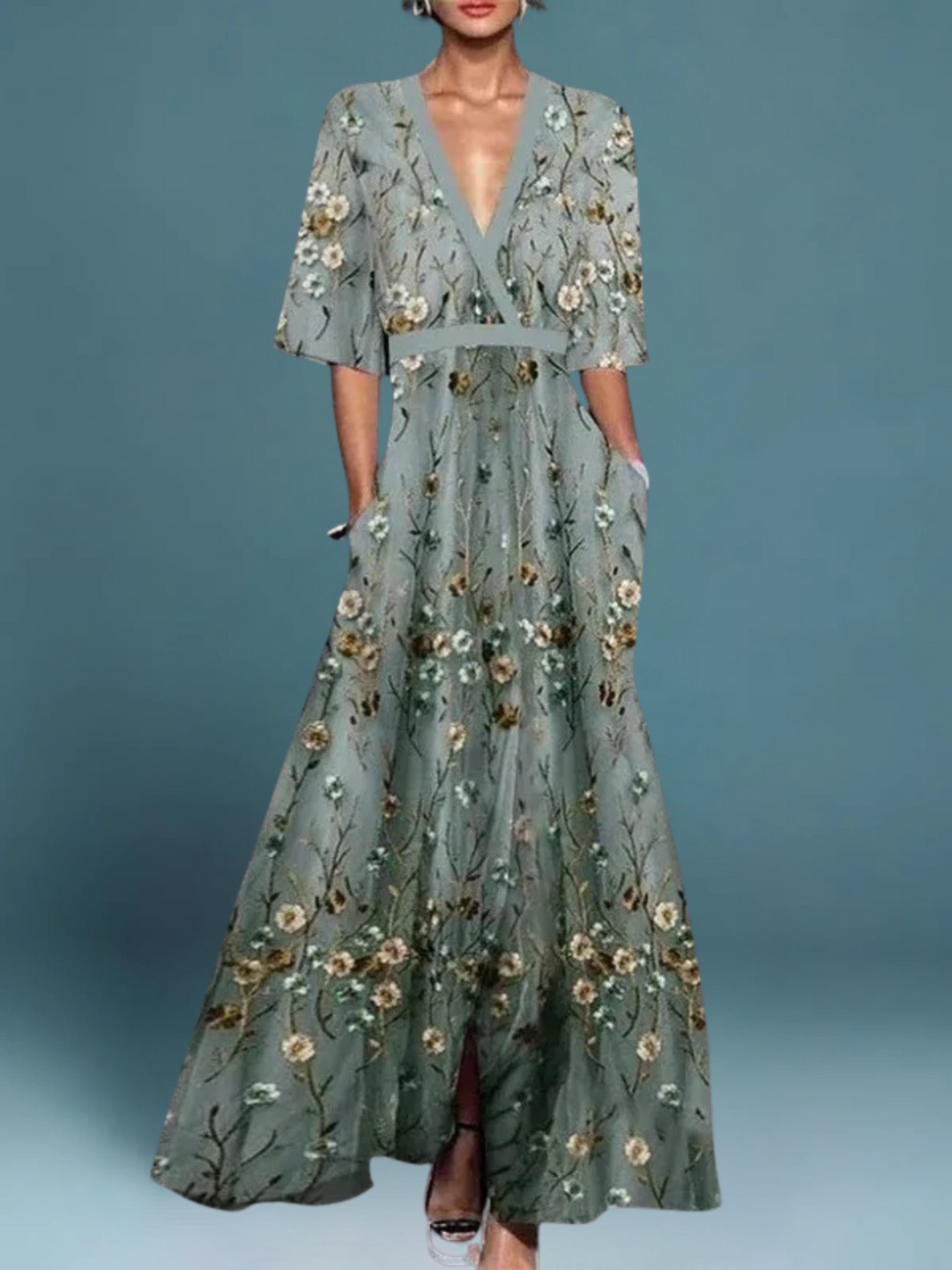 Hazel - Élégante Robe Bohème Ceinturée à Col V