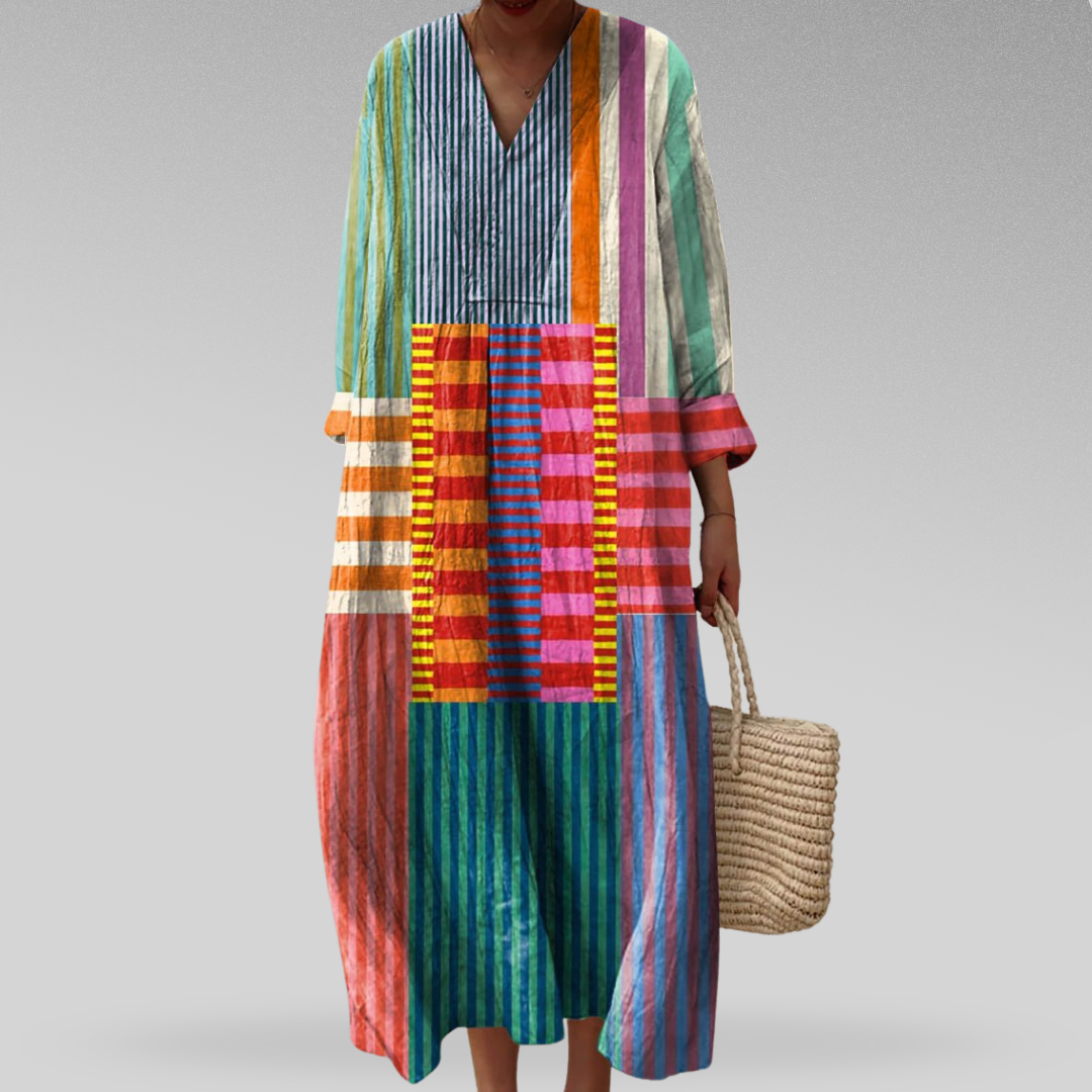 Naomi | Robe Longue Colorblock Légère