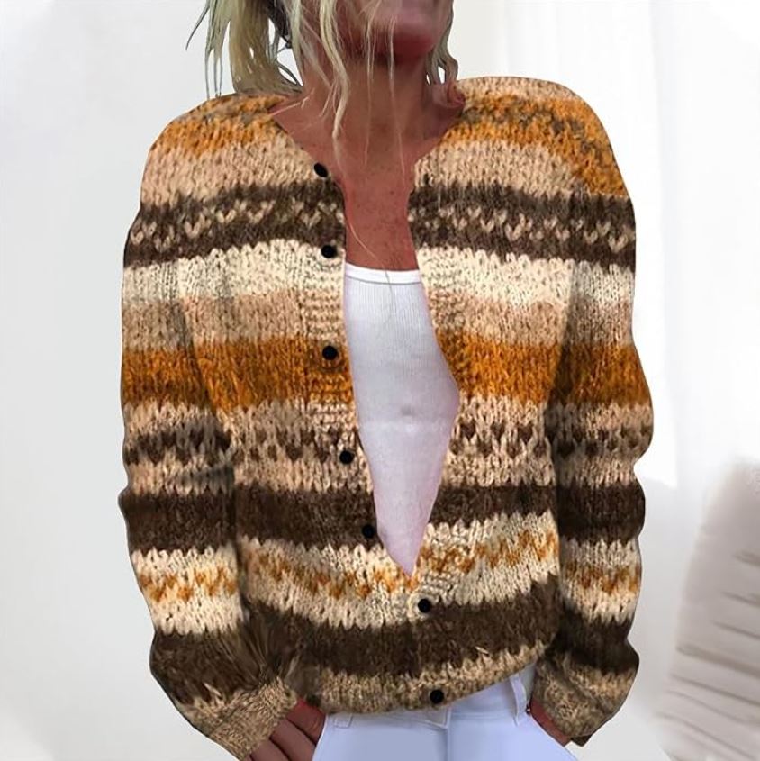 Tova | Cardigan Rayé Marron