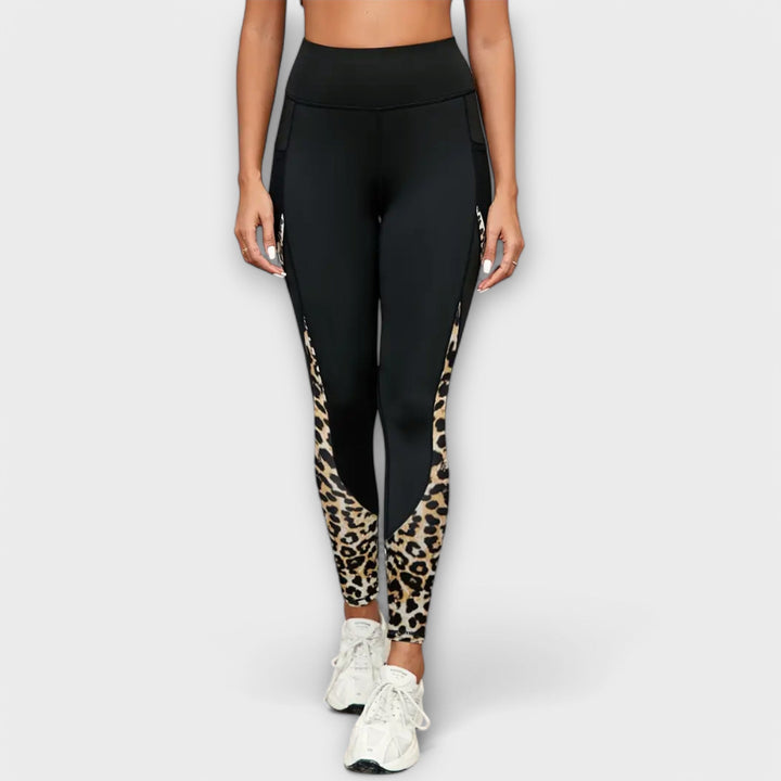 Pantalons d'entraînement taille haute avec imprimé léopard