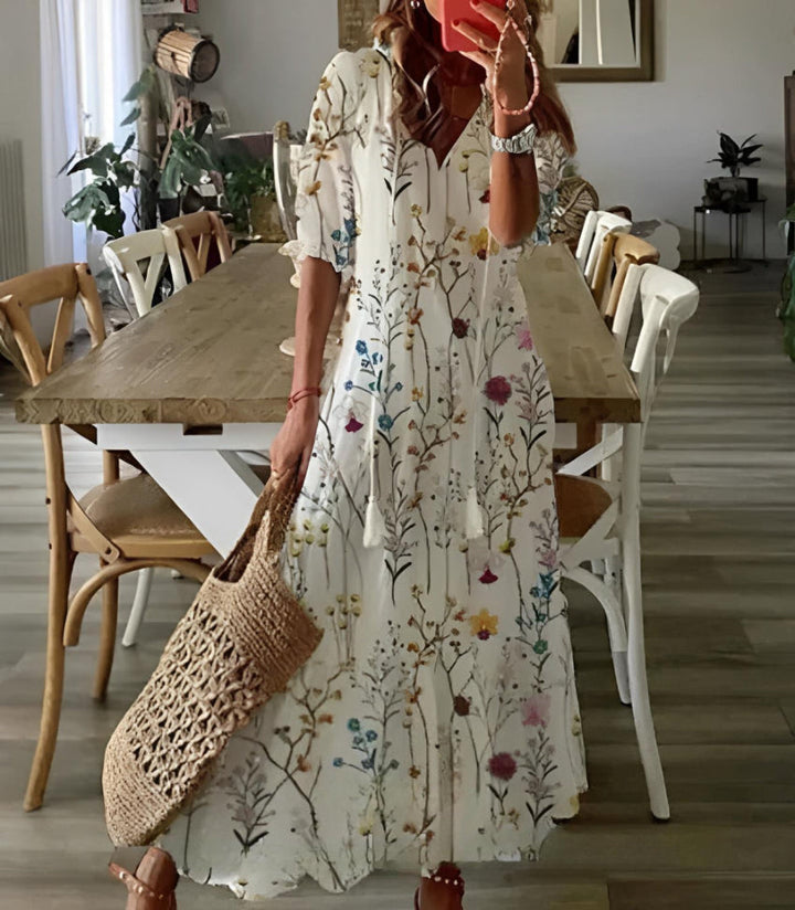 Sophia - Robe d'été vintage boho à décolleté en V