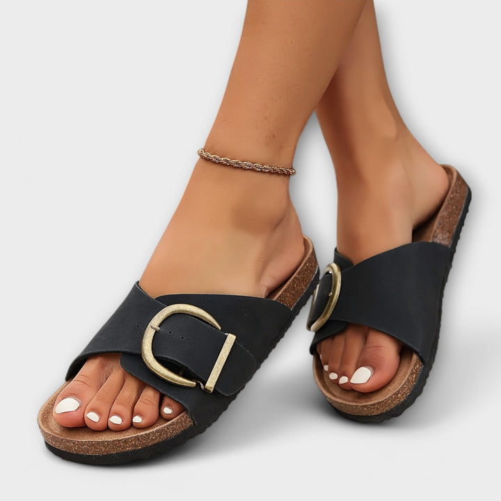 Sandales en liège pour femmes avec fermeture à boucle