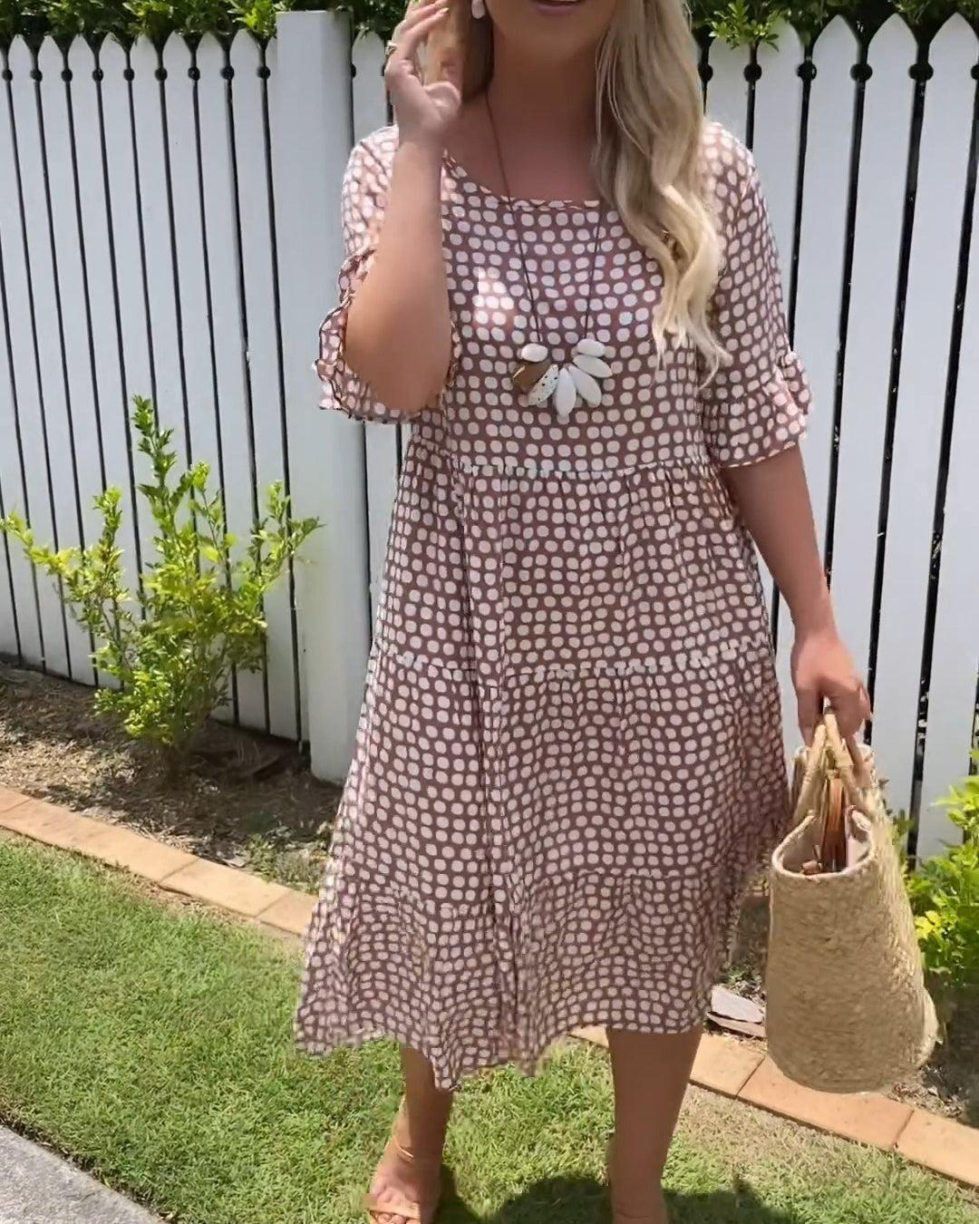 Stella - Robe Midi d'Été à Pois