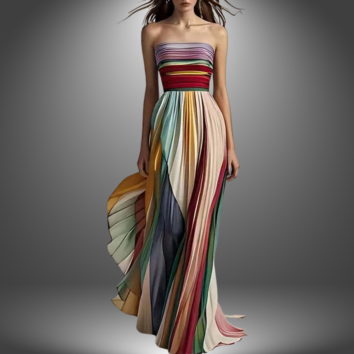Dylan - Robe Maxi Tube à Rayures Colorées