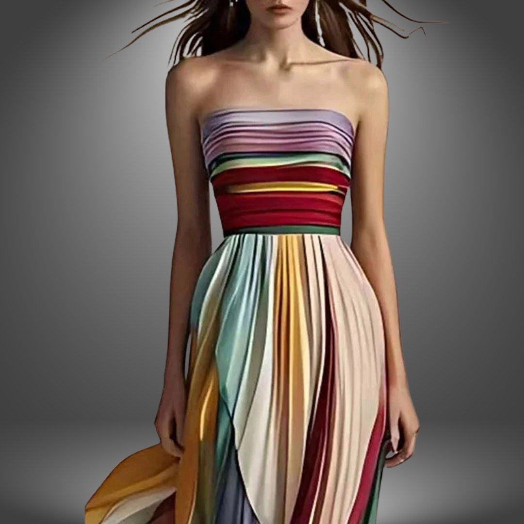 Dylan - Robe Maxi Tube à Rayures Colorées
