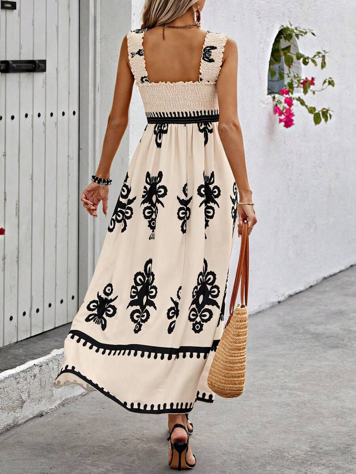 Valentina - Robe de Plage Imprimée à Encolure Carrée Chic Sans Manches
