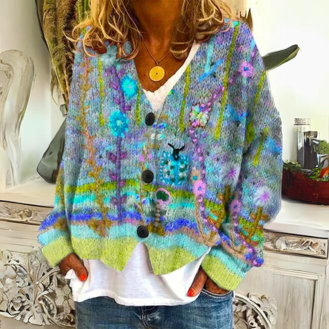 Addison™ - Élégant Cardigan Boutonné Décontracté au Style Rétro