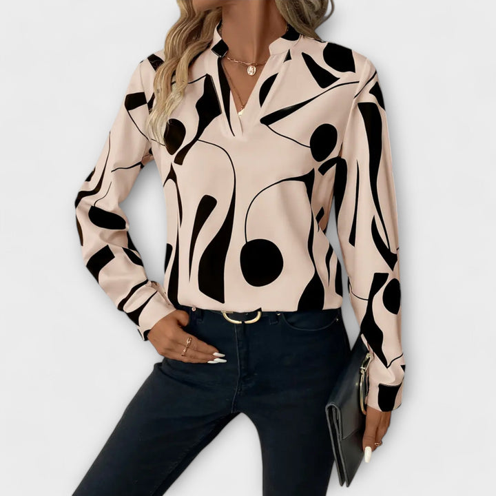 Blouse élégante à manches longues et décolleté en V