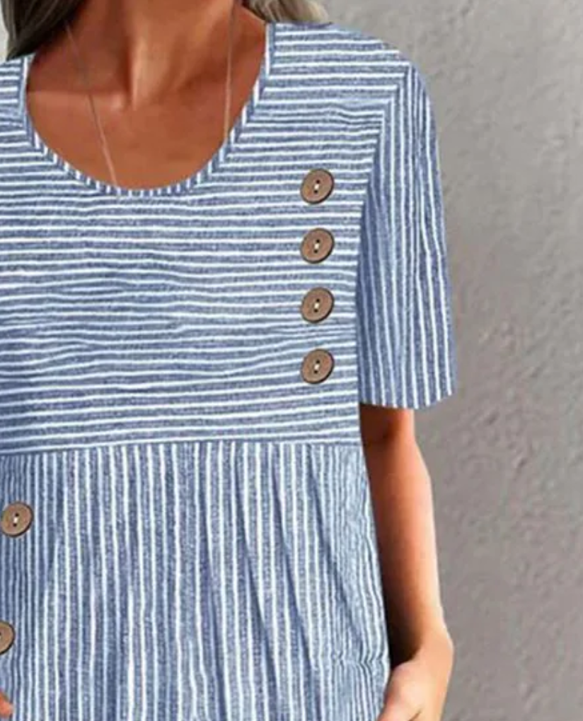Finley - Robe Midi Boutonnée Rayée Classique