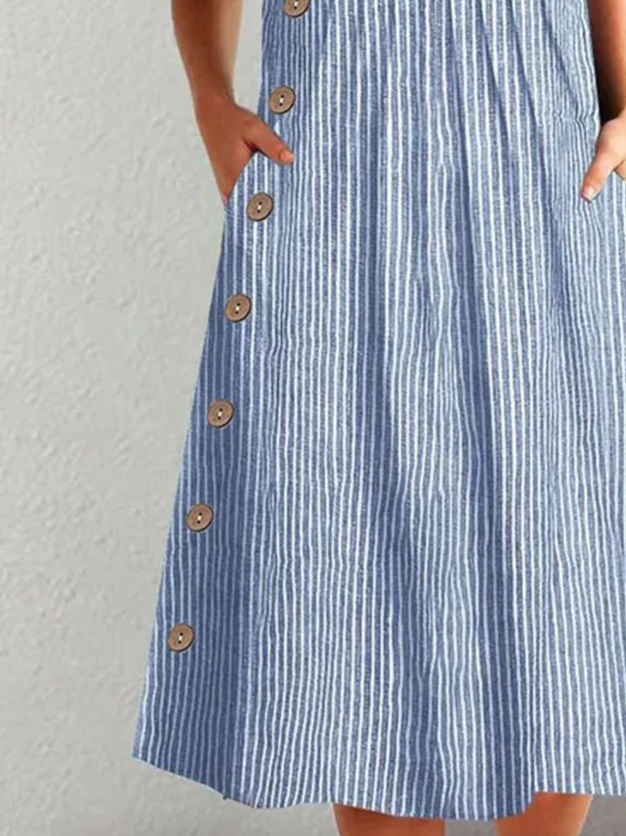 Finley - Robe Midi Boutonnée Rayée Classique