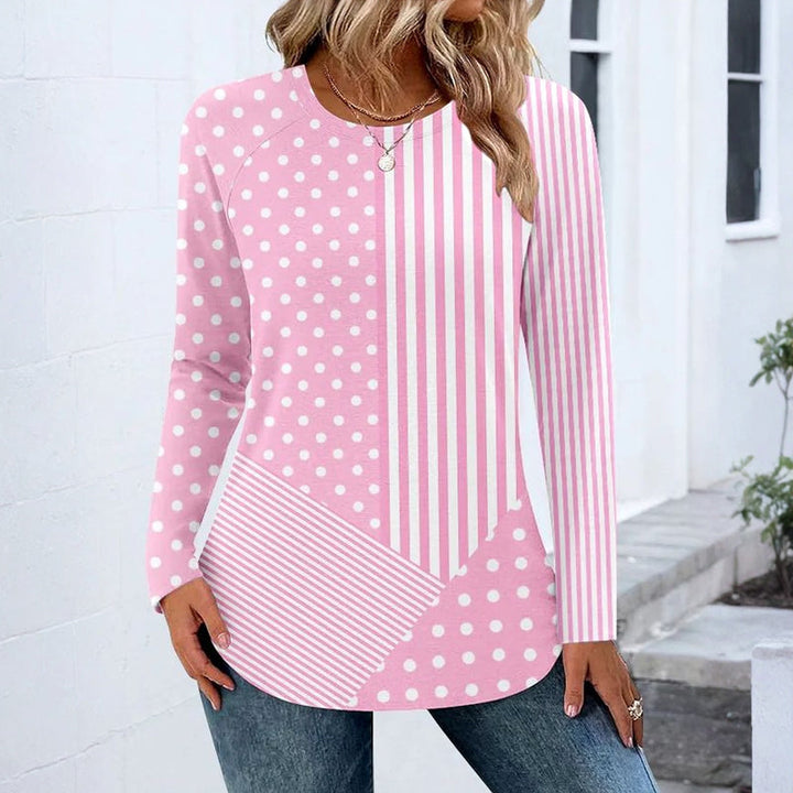 T-Shirt À Imprimé À Pois Et Rayures