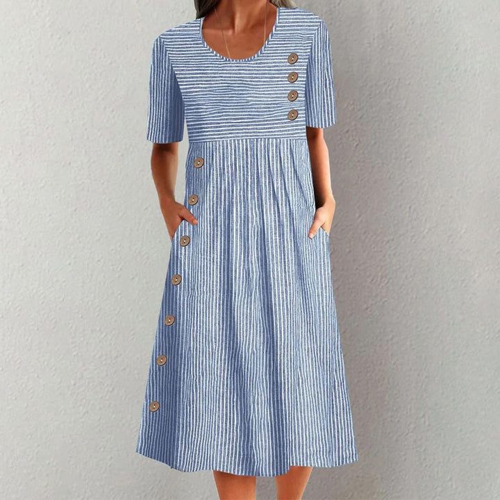 Finley - Robe Midi Boutonnée Rayée Classique