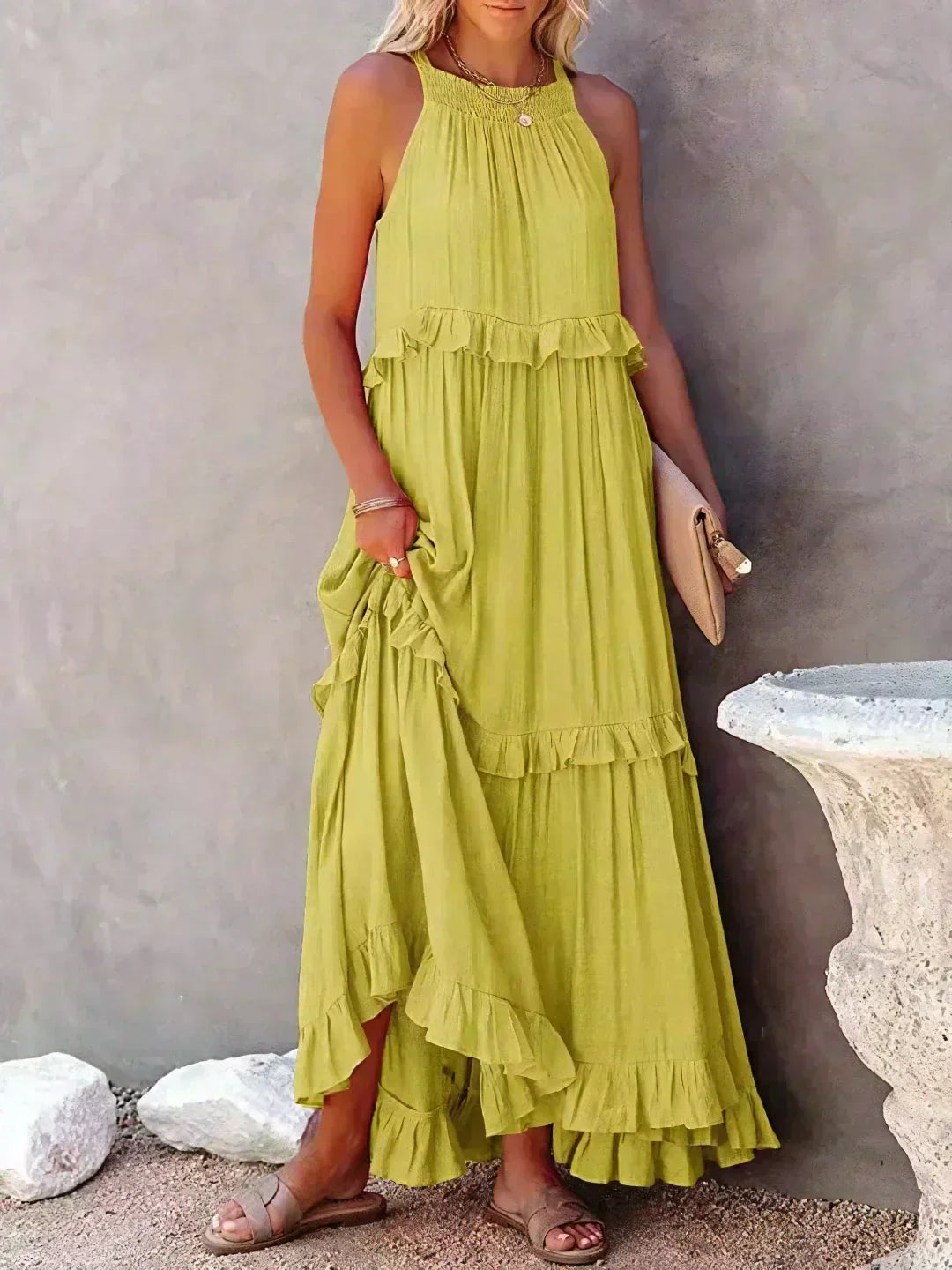 Landry - Robe sans manches avec volants chics