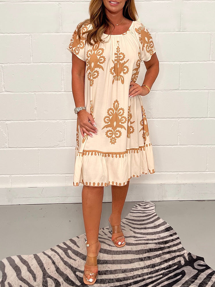 Freya™ - Robe Vintage en Coton Imprimé