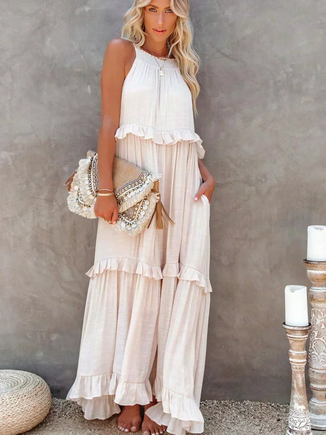 Landry - Robe sans manches avec volants chics