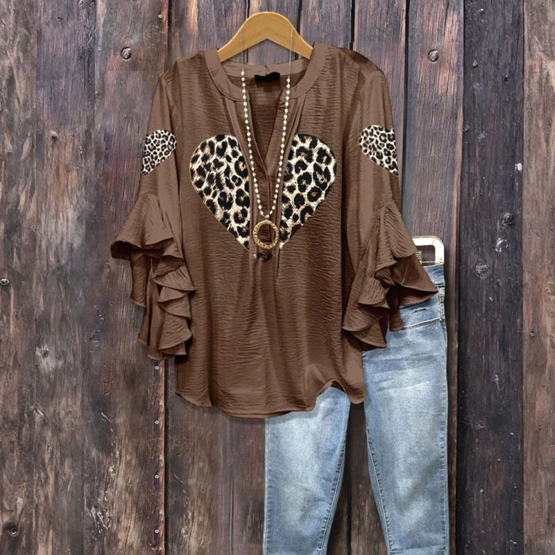 Blouse Vintage À Imprimé Coeur