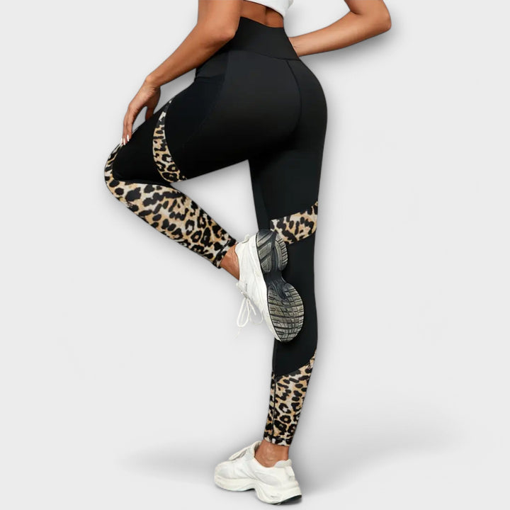 Pantalons d'entraînement taille haute avec imprimé léopard