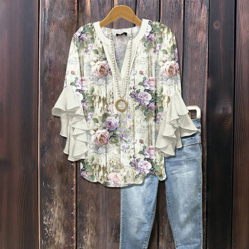 Blouse Décontractée À Imprimé Floral