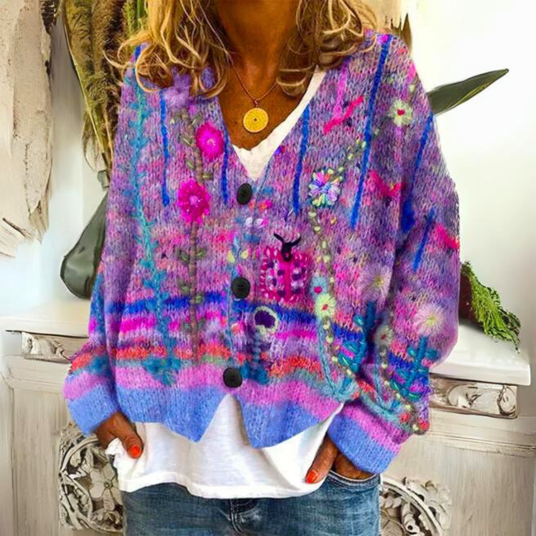 Addison™ - Élégant Cardigan Boutonné Décontracté au Style Rétro