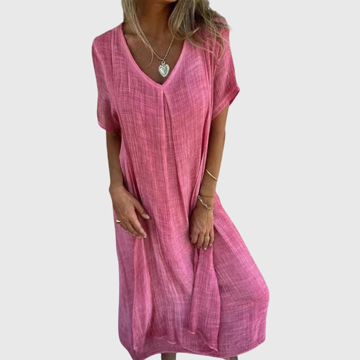 Fiona™ – Robe V-Cou Légère et Élégante