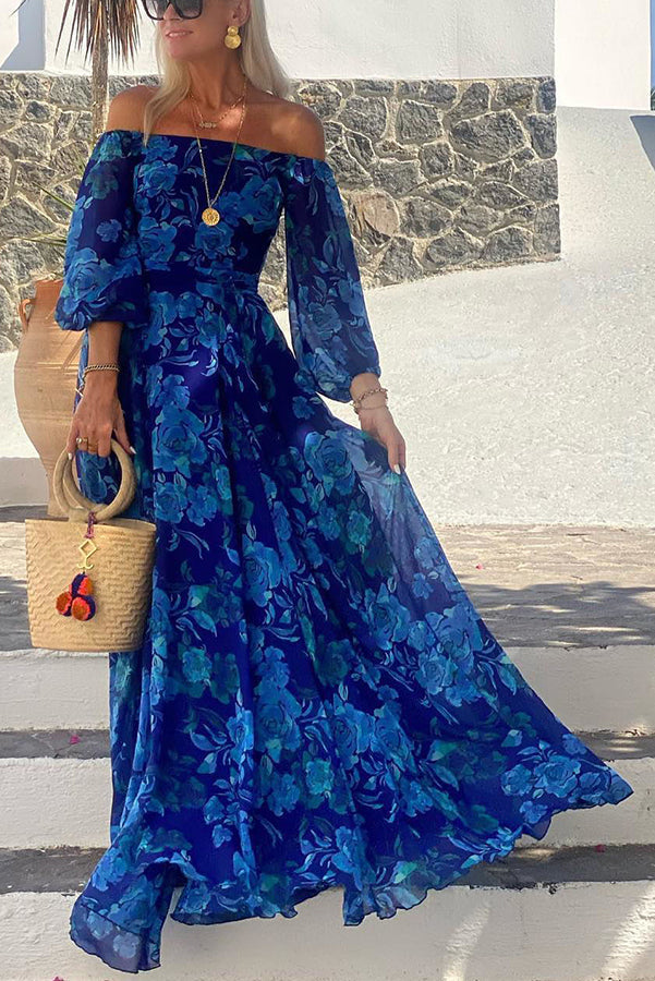 Calista | Robe Maxi Fleurie à Épaules Dégagées