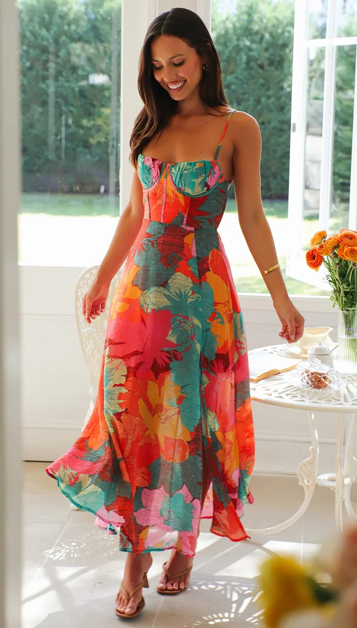 Robe Fleurie à Bretelles pour Femme