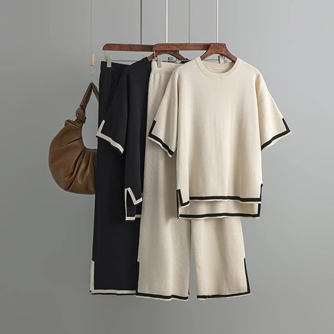 Charlotte™ - Ensemble Chic en Soie Satinée à Manches Courtes