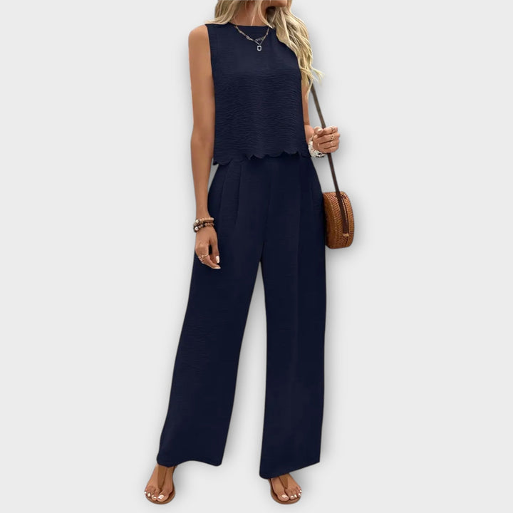 Gilet avec Bordure en Pétales & Pantalon Long
