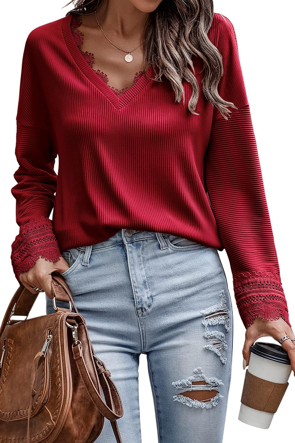 Olivia™ - Pull à manches longues avec décolleté en V