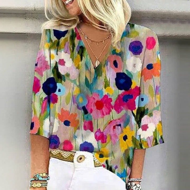 Blouse À Imprimé Floral Coloré