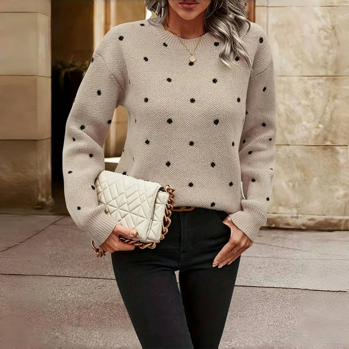 Pull ras du cou en maille à pois Nicole