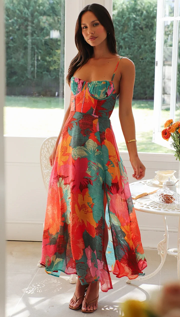 Robe Fleurie à Bretelles pour Femme