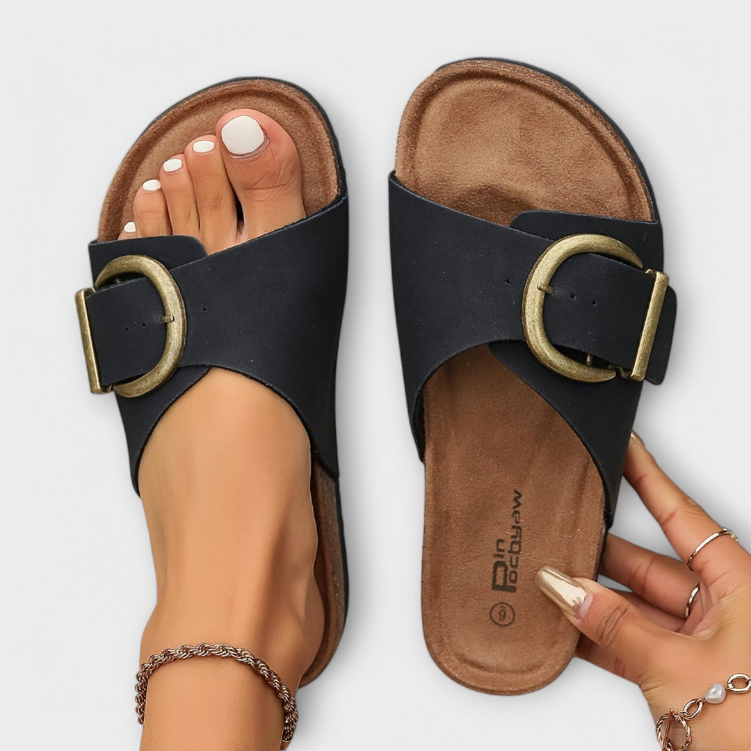 Sandales en liège pour femmes avec fermeture à boucle