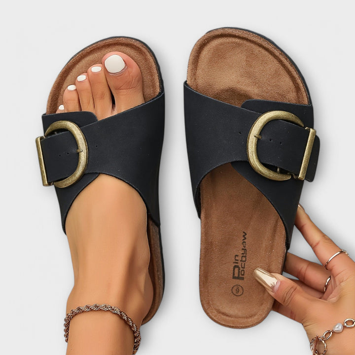Sandales en liège pour femmes avec fermeture à boucle