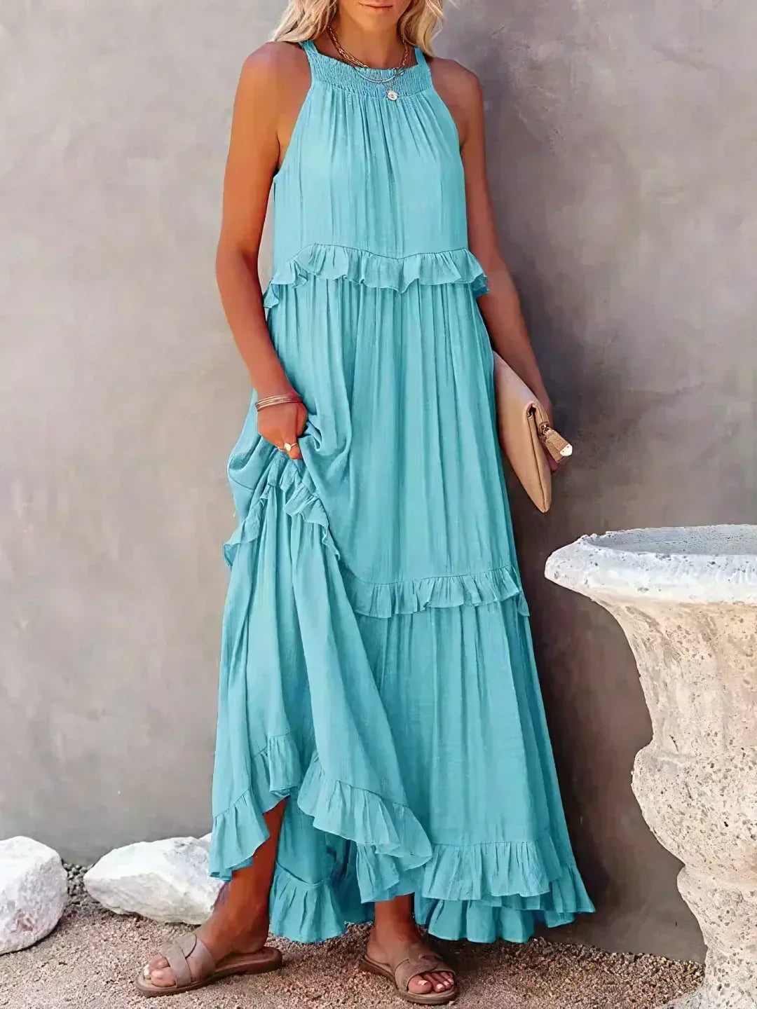 Landry - Robe sans manches avec volants chics