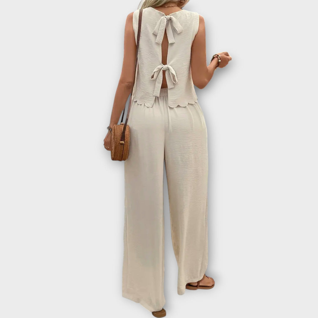 Gilet avec Bordure en Pétales & Pantalon Long