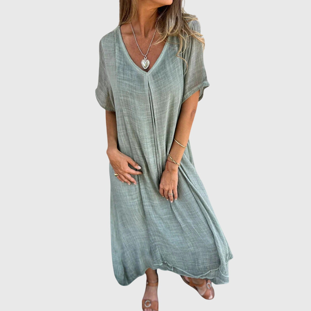 Fiona™ – Robe V-Cou Légère et Élégante