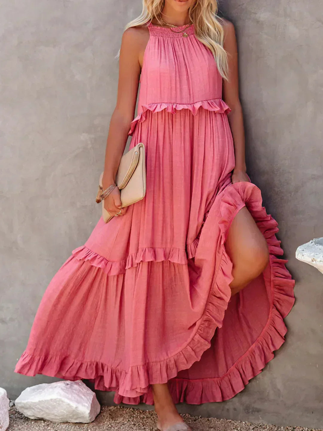 Landry - Robe sans manches avec volants chics
