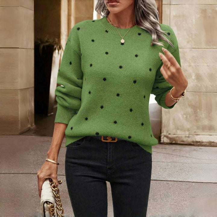 Pull ras du cou en maille à pois Nicole
