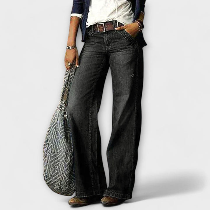 Pantalon en Denim à Jambe Large