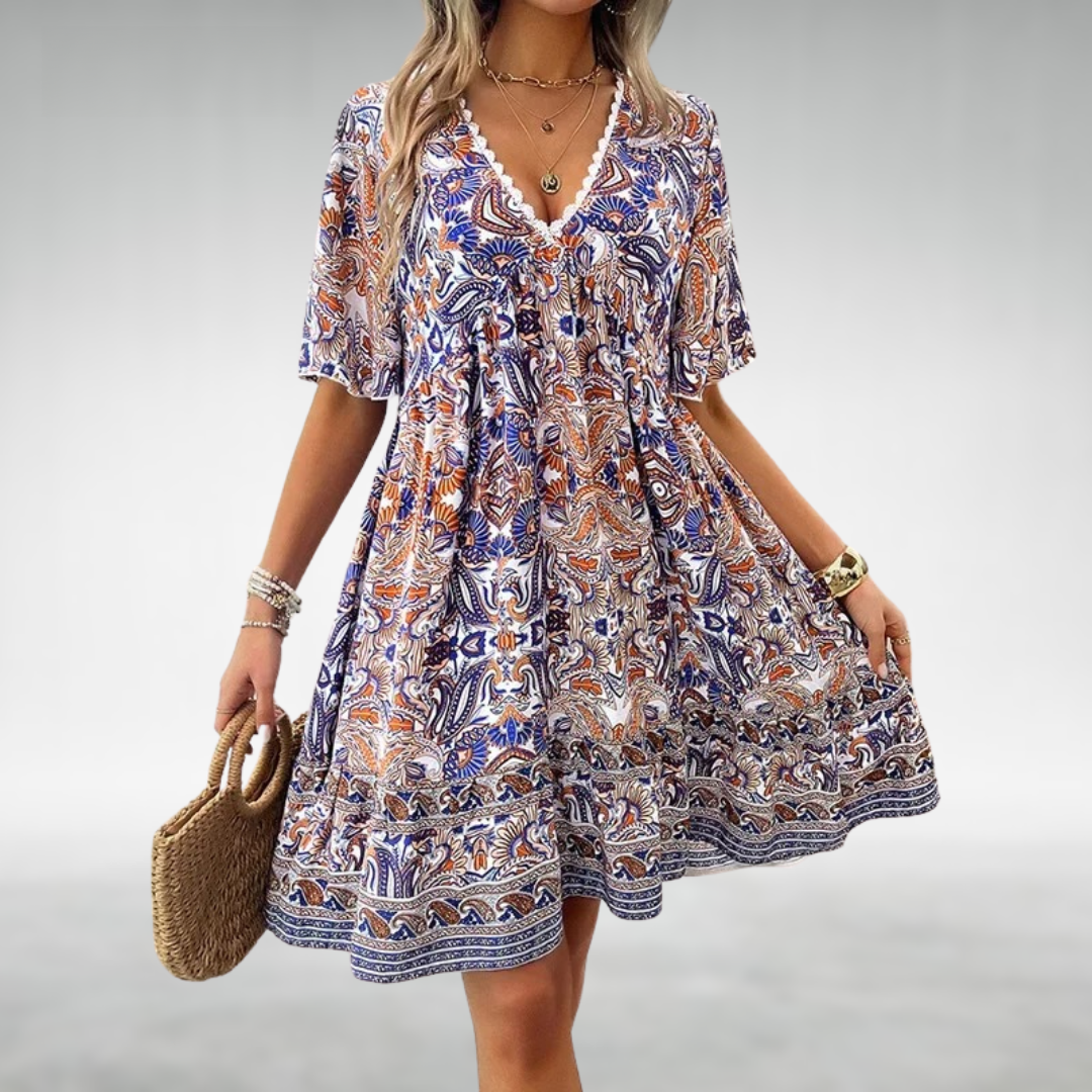 Saylor - Robe d'été à imprimé paisley bohème avec décolleté en V