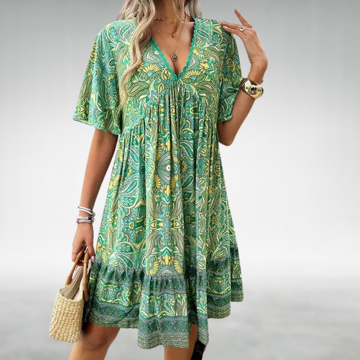 Saylor - Robe d'été à imprimé paisley bohème avec décolleté en V