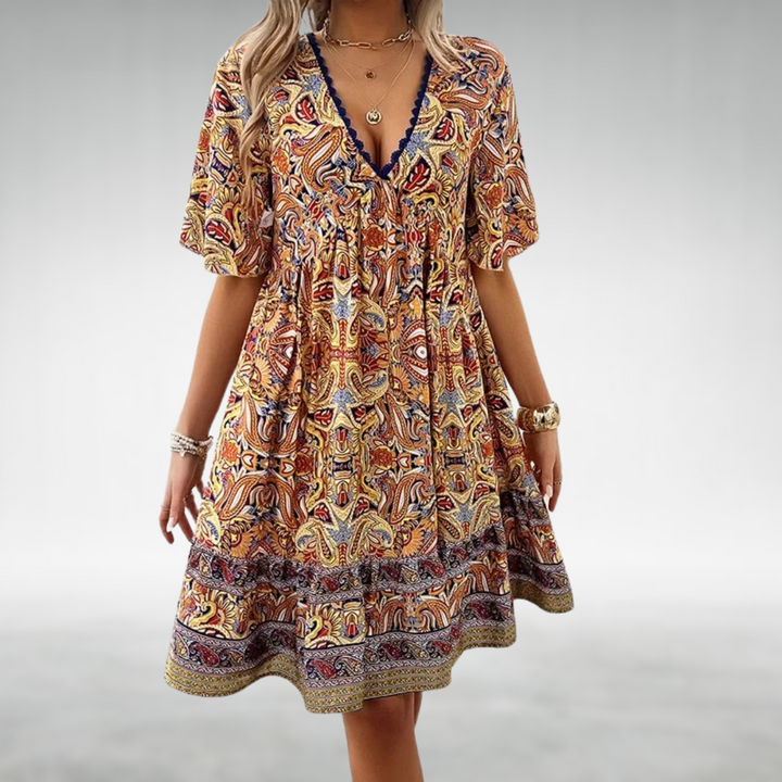 Saylor - Robe d'été à imprimé paisley bohème avec décolleté en V