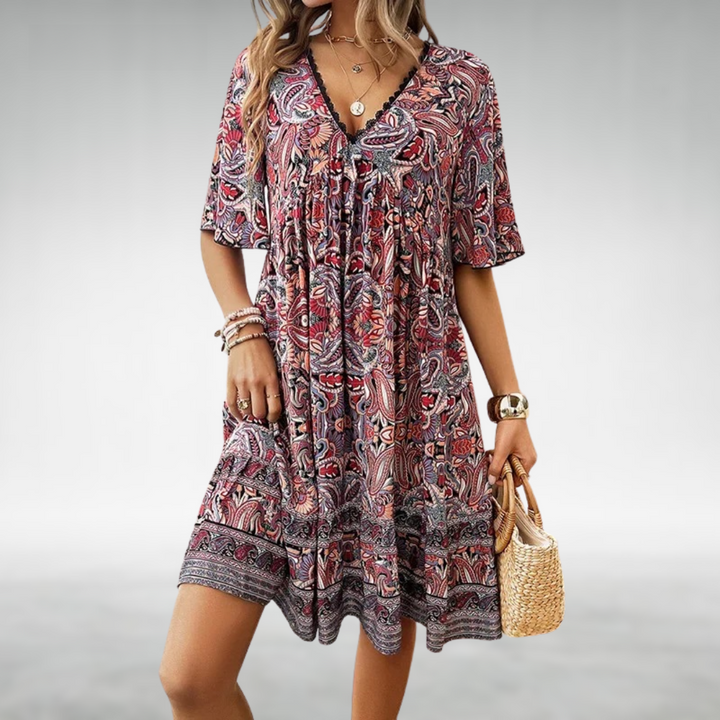 Saylor - Robe d'été à imprimé paisley bohème avec décolleté en V