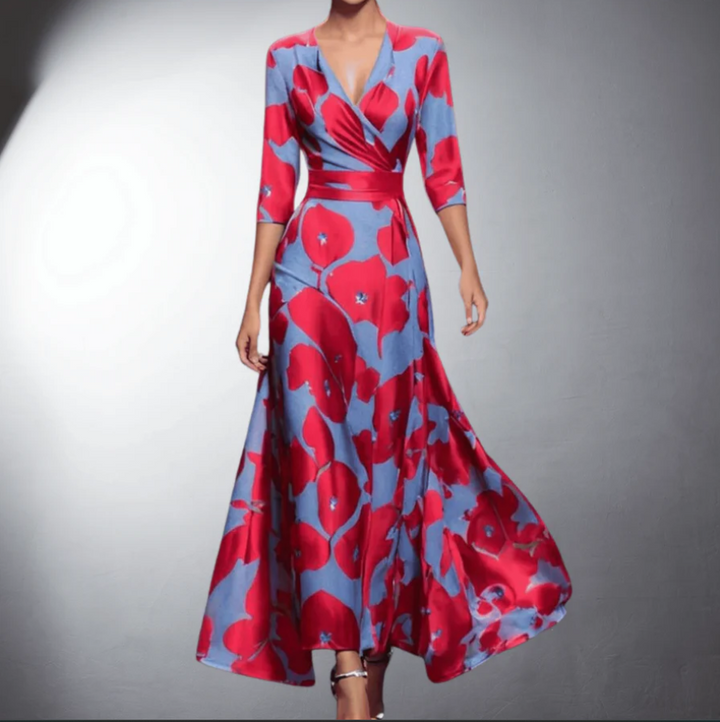 Zoe - Robe Maxi Fleurie Classique à Col V