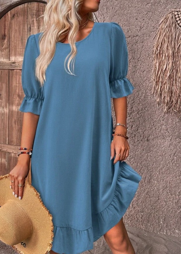 Isolde - Robe Midi à Manches Mi-Longues au Charme Rétro