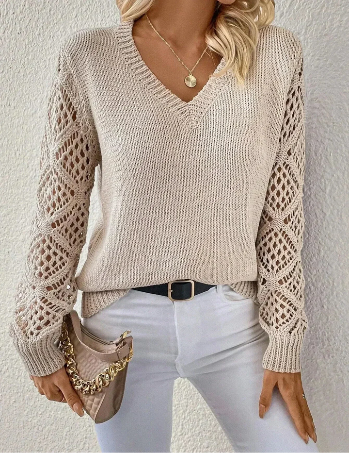 Aubrey™ - Pull V-Cou Élégant avec Détails Artisanaux