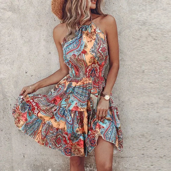 Marlowe - Robe Midi V-Cou Bohème Colorée